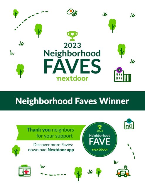 Nextdoor 2023 Neighborhood Faves winner badge