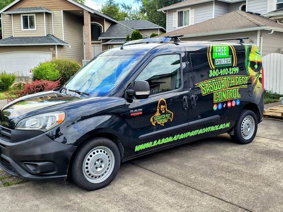 A wrapped van parked in a driveway