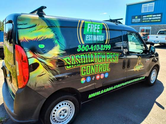 A green wrapped service van serving Bellingham and Whatcom County
