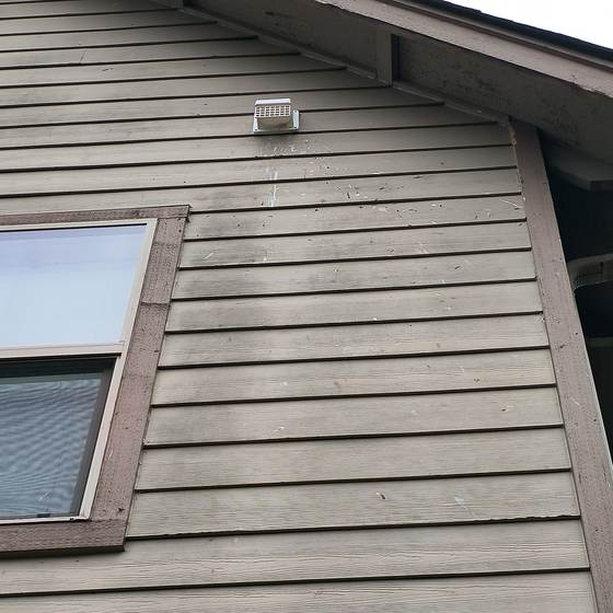 The roofline and gutter of a home